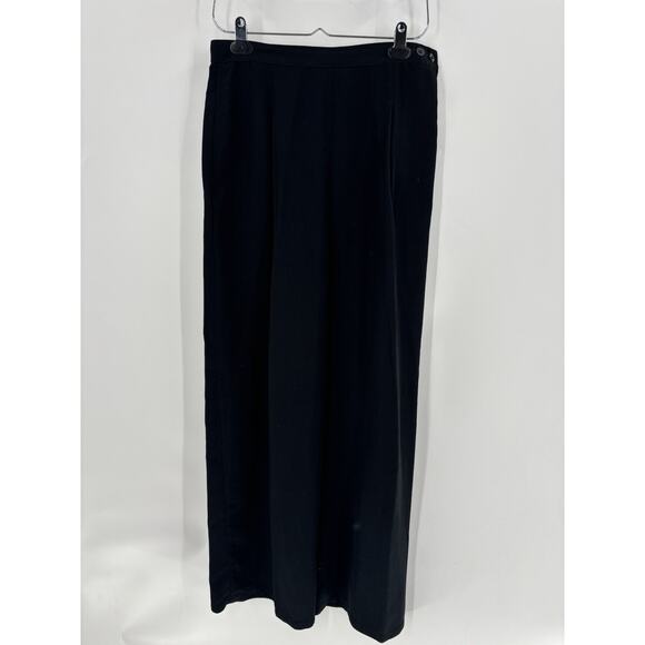 Marithe Francois Girbaud Pants Womens Large Black Silk Button Pockets Pleated - Picture 1 of 13